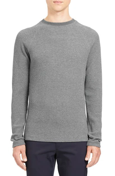 Shop Theory River Thermal Stitch Long Sleeve T-shirt In Med Grey Heather