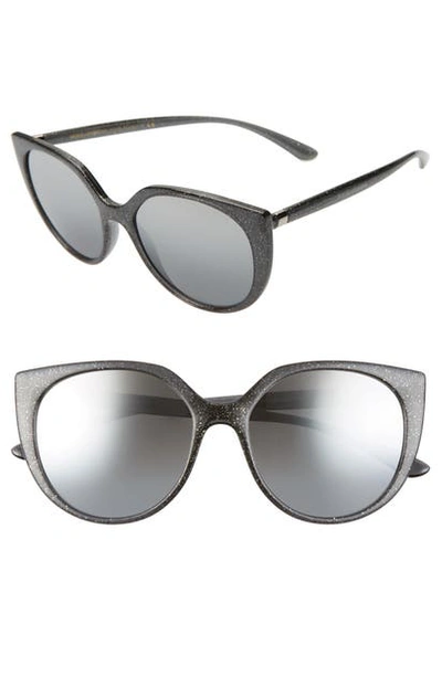 Shop Dolce & Gabbana 54mm Mirrored Cat Eye Sunglasses In Transparent Grey/ Grey
