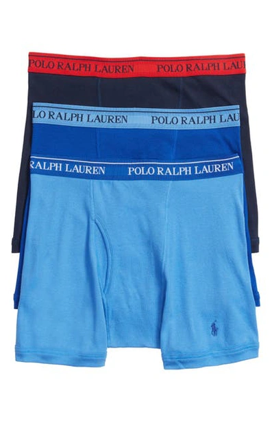Shop Polo Ralph Lauren 3-pack Cotton Boxer Briefs In Blues Pack
