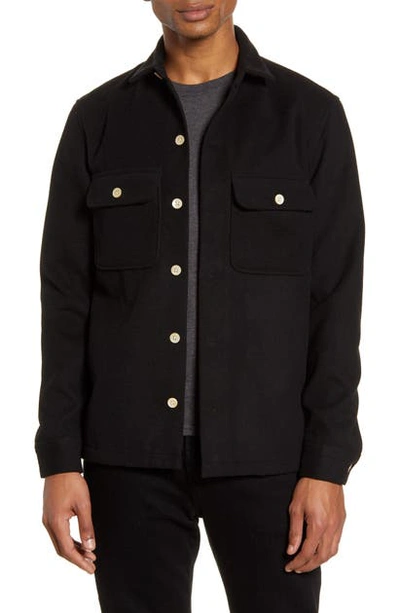 Shop Allsaints Lamoure Slim Fit Button-up Chamois Shirt Jacket In Jet Black