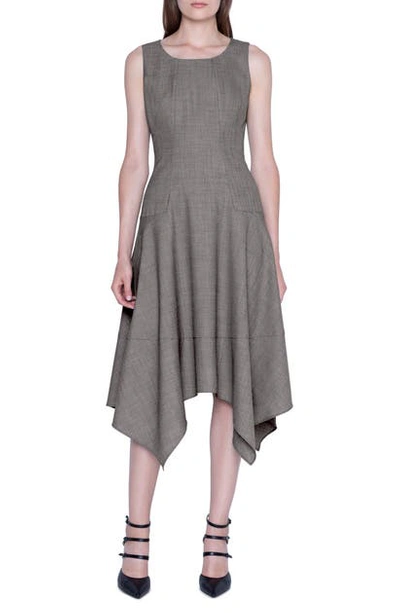 Shop Akris Sharkbite Hem Sleeveless Wool Dress In Granite