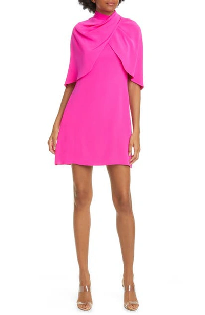 Shop Brandon Maxwell Cape Back A-line Minidress In Electric Pink