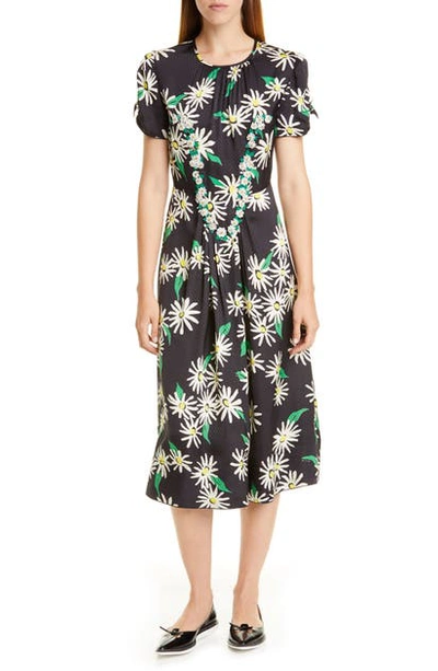 Shop Marc By Marc Jacobs Sofia Loves The 40s Floral & Dot Jacquard Midi Dress In Black Multi