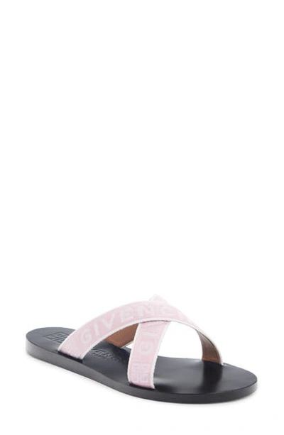 Shop Givenchy 4g Crisscross Slide Sandal In Black/ Pink