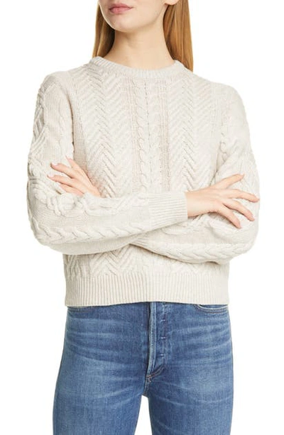 Shop Theory Cable Wool & Cashmere Crop Sweater In Hazelwood