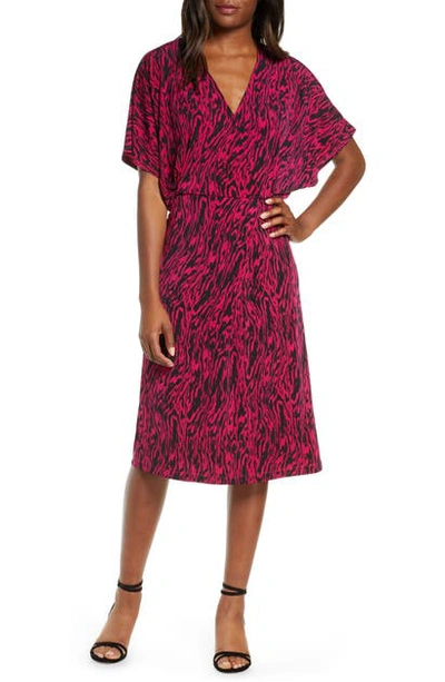 Shop Leota Ruby Zebra Print Short Sleeve Jersey Dress