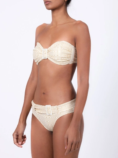 Shop Lisa Marie Fernandez Buckle Bandeau Bikini Set, Gold