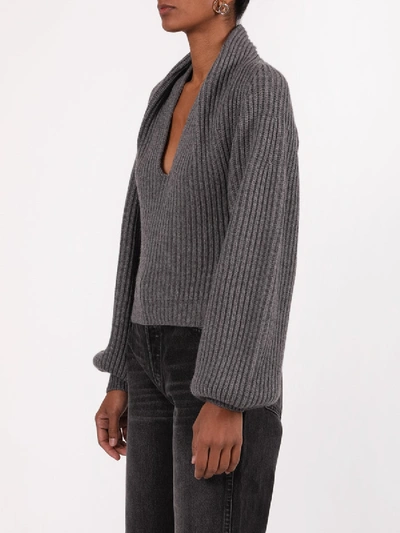 Shop Alexander Wang Rubbed Pullover With Draped Details In Grey