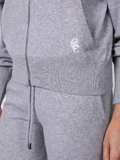 Shop Chloé Hooded Cashmere Zip-up Hoodie In Grey