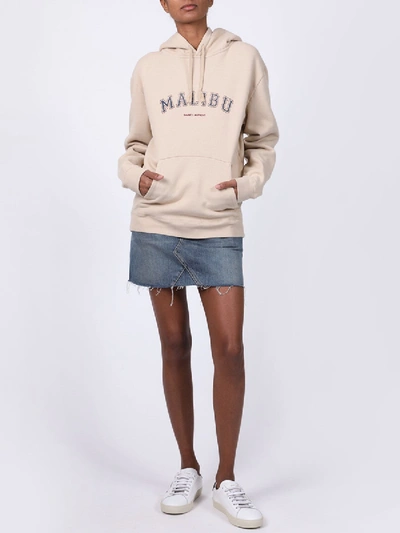 Shop Saint Laurent Malibu Hoodie Beige