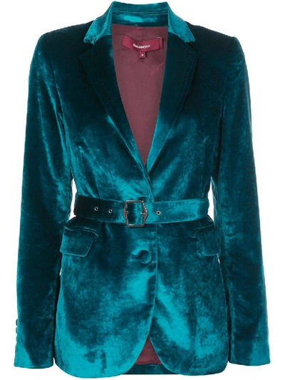 Shop Sies Marjan Turquoise Velvet Blazer
