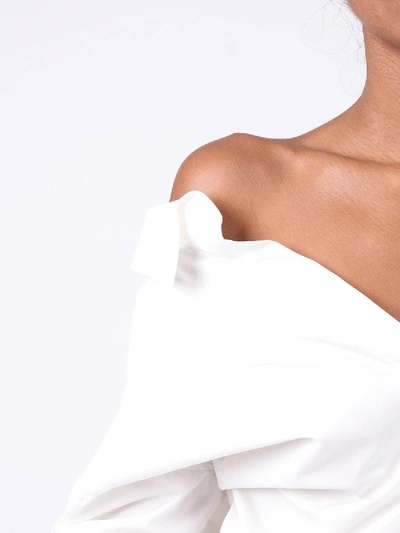 Shop Marques' Almeida One Shoulder Draped Shirt In White