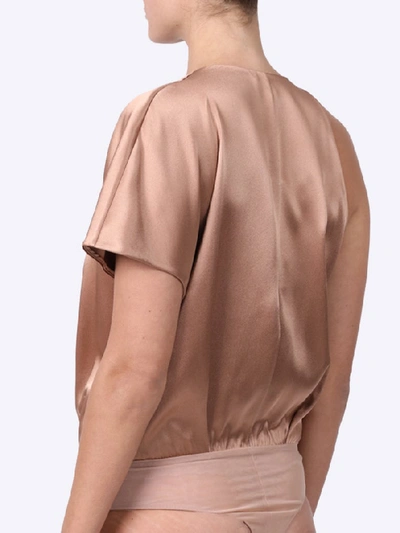 Shop Cushnie Plunging Single Sleeve Bodysuit In Neutral