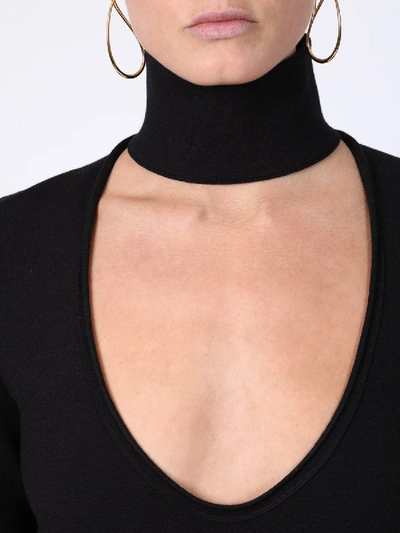 Shop Bottega Veneta Plunging Cut Out High Neck Dress In Black