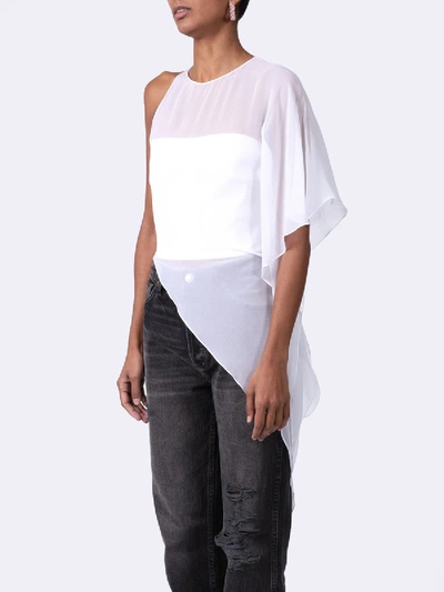 Shop Cushnie One Shoulder Sheer Asymmetrical Top In White