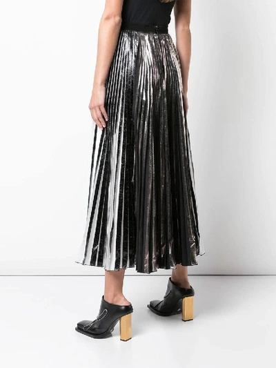 Shop Proenza Schouler Foil Pleated Maxi Skirt In Black & White