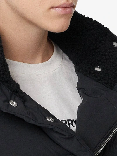 Shop Burberry Black Belted Puffer Jacket