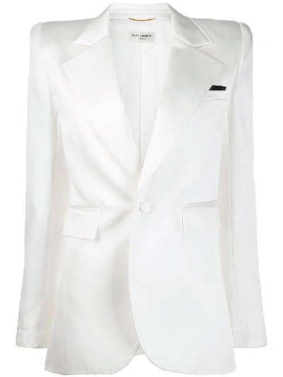 Shop Saint Laurent Off-white Structured Blazer