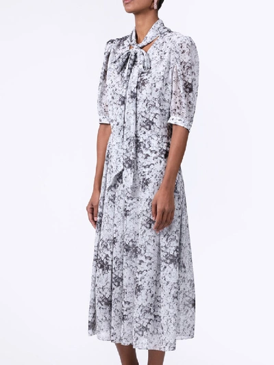Shop Adam Lippes Black And White Floral Print Dress In Black & White