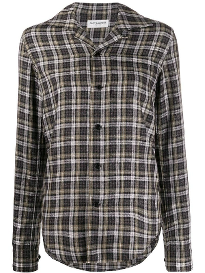 Shop Saint Laurent Long-sleeved Checkered Shirt In Multicolor