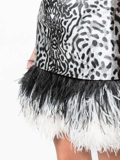 Shop Proenza Schouler Feather Trim Leopard Mini Dress In Black & White