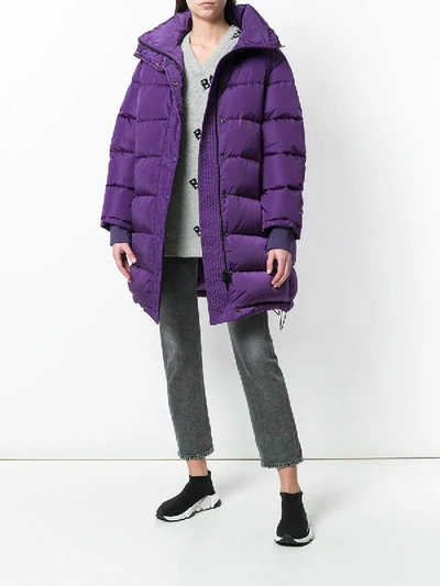 Shop Balenciaga Purple Puffer Jacket