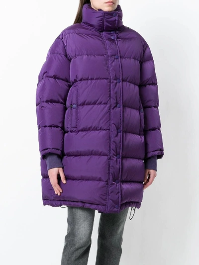 Shop Balenciaga Purple Puffer Jacket