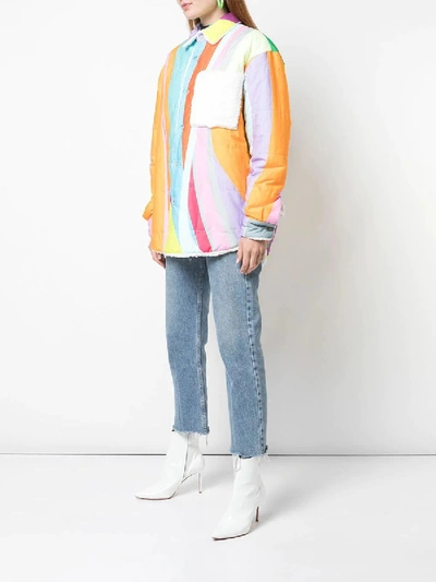 Shop Natasha Zinko Rainbow Teddy Jacket In Multicolor