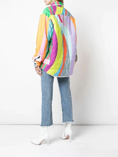 Shop Natasha Zinko Rainbow Teddy Jacket In Multicolor