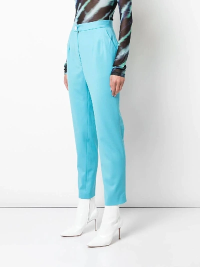 Shop Natasha Zinko Cropped Wool Trousers In Blue