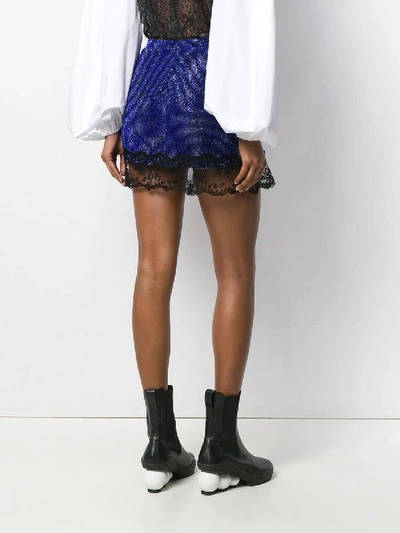 Shop Christopher Kane Crystal Mesh Mini Skirt In Blue