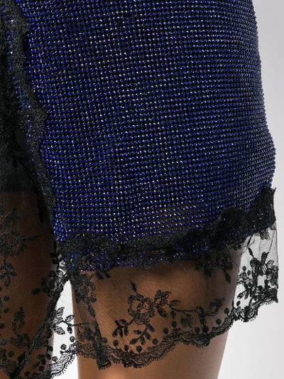 Shop Christopher Kane Crystal Mesh Mini Skirt In Blue