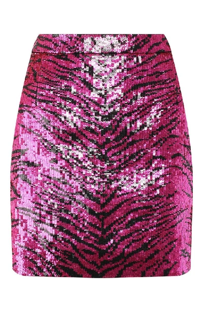 Shop Saint Laurent Pink And Black Sequined Skirt