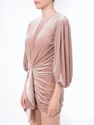 Shop Alexandre Vauthier Latte Beige Ruched Velvet Dress In Neutral