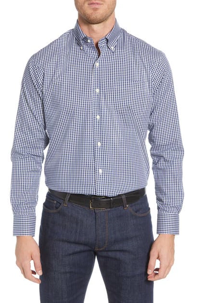 Shop Peter Millar Crown Soft Gingham Regular Fit Shirt In Blue
