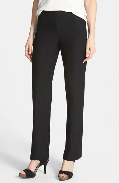 Shop Eileen Fisher Straight Leg Crepe Pants In Black
