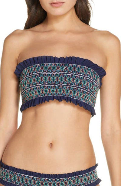 Shop Tory Burch Costa Bandeau Bikini Top In Tory Navy