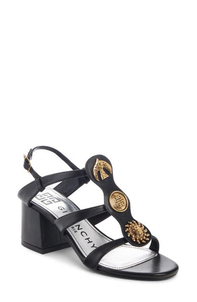Shop Givenchy Gold Button Charm Sandal In Black