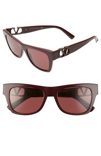Shop Valentino 52mm Polarized Sunglasses In Bordeaux/ Bordeaux Solid