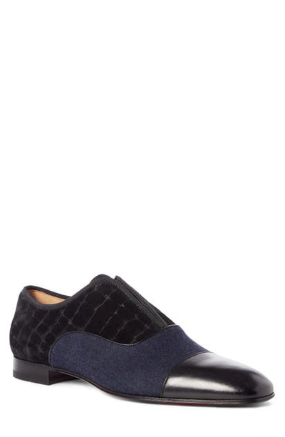 Shop Christian Louboutin Alpha Cap Toe Slip-on In Version Black