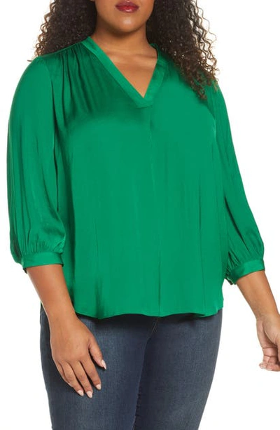 Shop Vince Camuto Rumple Fabric Blouse In Everglade