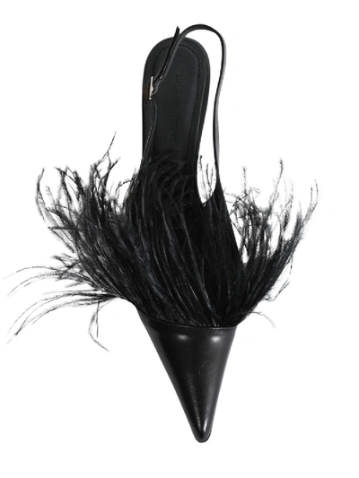 Shop Marques' Almeida Feather Sling Back Pumps