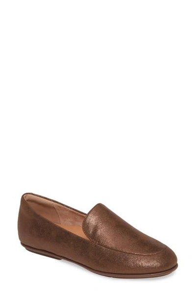 Shop Fitflop Lena Loafer In Chocolate Brown Faux Leather