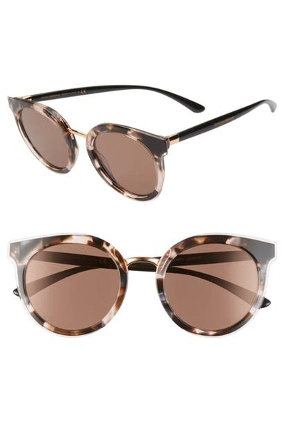Shop Dolce & Gabbana 52mm Polarized Round Cat Eye Sunglasses In Pink Tortoise/ Pink Mirror