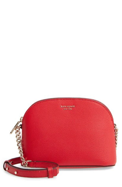 Shop Kate Spade Small Sylvia Dome Leather Crossbody Bag In Hot Chili