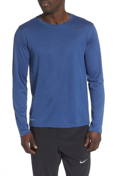 Shop Nike 'legend 2.0' Long Sleeve Dri-fit Training T-shirt In Mystic Navy