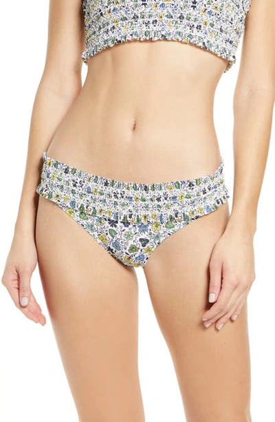 Shop Tory Burch Costa Smocked Bikini Bottoms In Love Floral Degrade