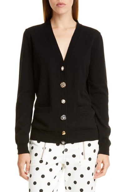 Marc Jacobs Embellished Wool And Cashmere Cardigan In Black