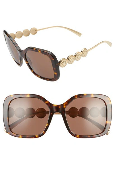 Shop Versace 53mm Polarized Square Sunglasses In Havana/ Brown Solid