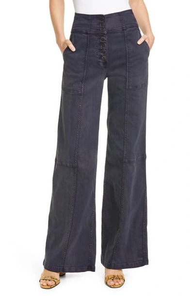 Shop Ulla Johnson Greer Wide Leg Jeans In Charcoal